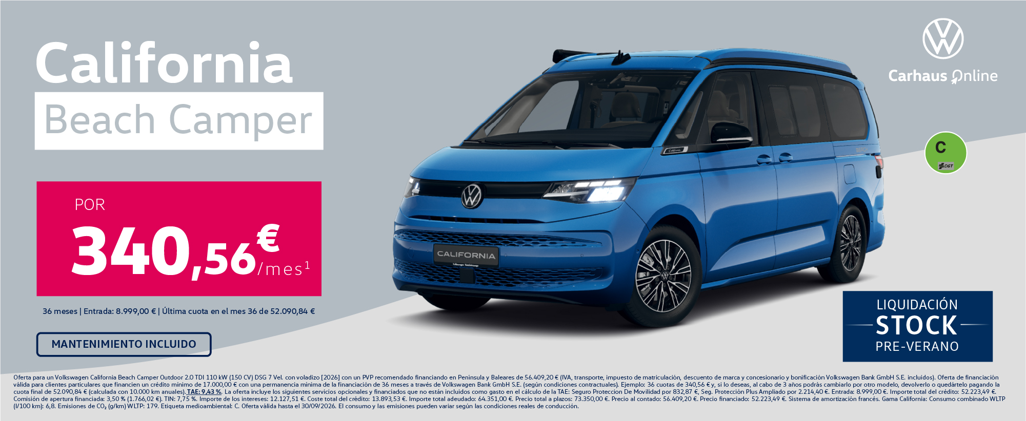 Volkswagen California Beach Camper 150 CV DSG promoción stock